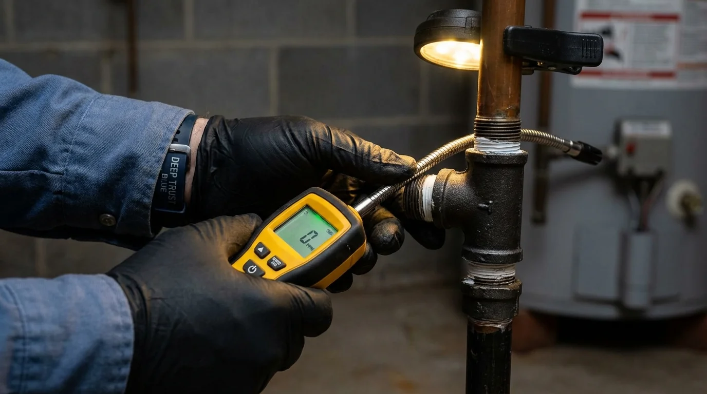 Gas leak detection with electronic sniffer by Johns Plumbing LLC in Point Roberts