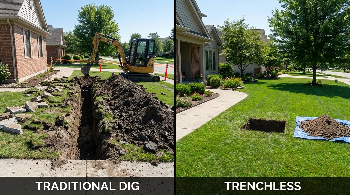 Trenchless sewer repair with minimal yard damage versus traditional excavation in Point Roberts, WA